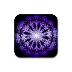 Fractal Mandala Background Purple Rubber Square Coaster (4 Pack)  by Simbadda
