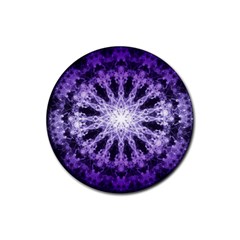 Fractal Mandala Background Purple Rubber Coaster (round)  by Simbadda