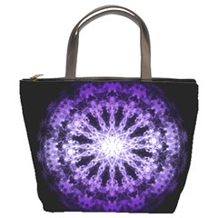 Fractal Mandala Background Purple Bucket Bag by Simbadda