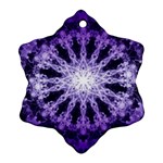 Fractal Mandala Background Purple Snowflake Ornament (Two Sides) Back