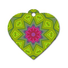 Green Pink Abstract Art Abstract Background Dog Tag Heart (two Sides) by Simbadda