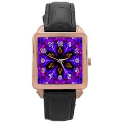 Abstract Art Abstract Background Rose Gold Leather Watch 