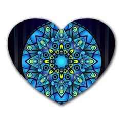 Mandala Blue Abstract Circle Heart Mousepads by Simbadda