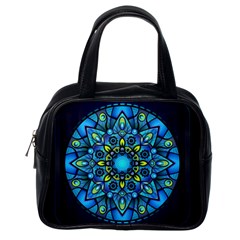 Mandala Blue Abstract Circle Classic Handbag (one Side) by Simbadda