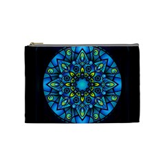 Mandala Blue Abstract Circle Cosmetic Bag (medium) by Simbadda