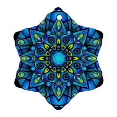 Mandala Blue Abstract Circle Snowflake Ornament (two Sides) by Simbadda