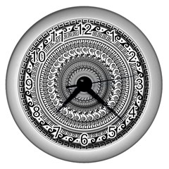 Graphic Design Round Geometric Wall Clock (silver)