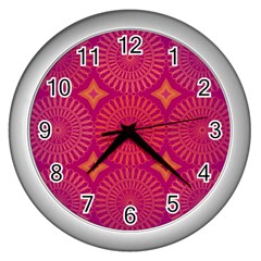 Flower Wheel Chakra Mandala Modern Wall Clock (silver)