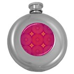 Flower Wheel Chakra Mandala Modern Round Hip Flask (5 oz) Front