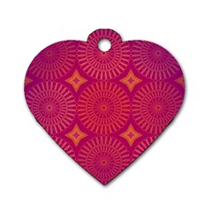 Flower Wheel Chakra Mandala Modern Dog Tag Heart (one Side) by Simbadda