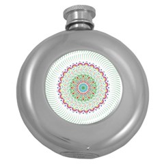 Flower Abstract Floral Round Hip Flask (5 Oz)