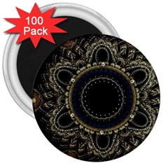 Fractal Mandala Intricate 3  Magnets (100 Pack) by Simbadda