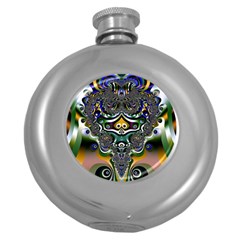 Fractal Art Artwork Design Pattern Round Hip Flask (5 Oz)