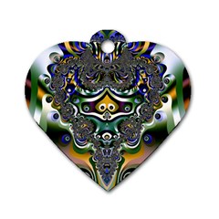 Fractal Art Artwork Design Pattern Dog Tag Heart (two Sides) by Simbadda