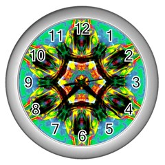 Chakra Art Heart Healing Blue Wall Clock (silver)