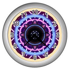 Mandala Art Design Pattern Wall Clock (silver)