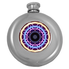 Mandala Art Design Pattern Round Hip Flask (5 Oz)