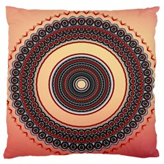 Ornamental Shape Concentric Round Large Flano Cushion Case (two Sides) by Simbadda