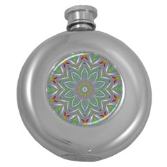 Abstract Art Colorful Texture Round Hip Flask (5 Oz)