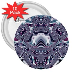 Pattern Fractal Art Artwork Design 3  Buttons (10 Pack)  by Simbadda