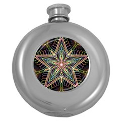 Star Mandala Pattern Design Doodle Round Hip Flask (5 Oz)