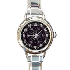 Fractal Mandala Circles Purple Round Italian Charm Watch by Simbadda