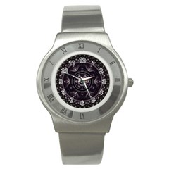 Fractal Mandala Circles Purple Stainless Steel Watch by Simbadda