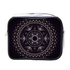 Fractal Mandala Circles Purple Mini Toiletries Bag (one Side)