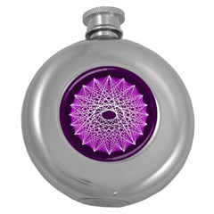 Mandala Mallow Circle Abstract Round Hip Flask (5 Oz)