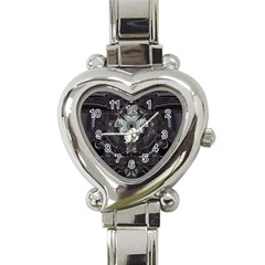 Black And White Fractal Art Artwork Design Heart Italian Charm Watch by Simbadda