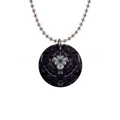Black And White Fractal Art Artwork Design 1  Button Necklace
