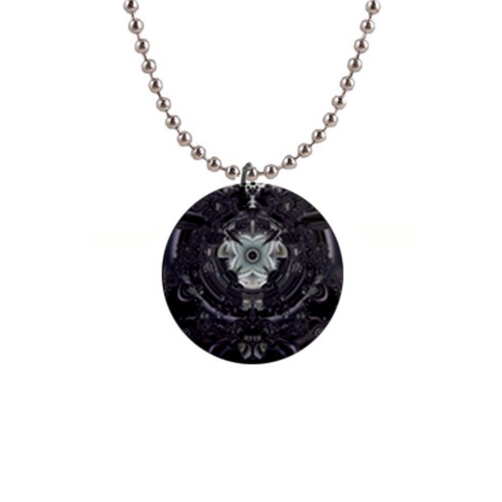 Black And White Fractal Art Artwork Design 1  Button Necklace