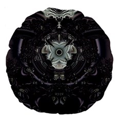 Black And White Fractal Art Artwork Design Large 18  Premium Flano Round Cushions by Simbadda