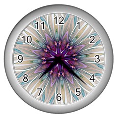 Mandala Kaleidoscope Ornament Wall Clock (silver)