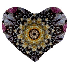 Abstract Art Texture Mandala Large 19  Premium Heart Shape Cushions by Simbadda