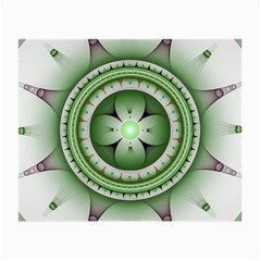 Ractal Mandala Green Purple Small Glasses Cloth (2-side) by Simbadda