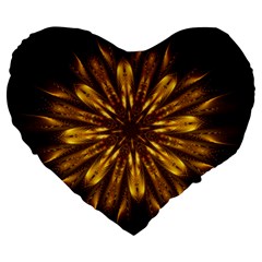 Mandala Gold Golden Fractal Large 19  Premium Heart Shape Cushions by Simbadda