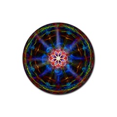 Mandala Pattern Kaleidoscope Rubber Round Coaster (4 Pack)  by Simbadda