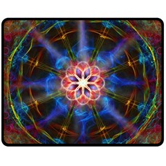 Mandala Pattern Kaleidoscope Fleece Blanket (medium)  by Simbadda