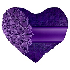 Background Mandala Purple Ribbon Large 19  Premium Heart Shape Cushions by Simbadda