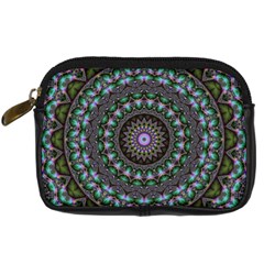 Fractal Kaleidoscope Mandala Digital Camera Leather Case by Simbadda