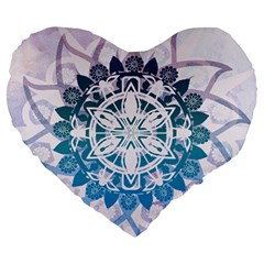 Mandalas Symmetry Meditation Round Large 19  Premium Heart Shape Cushions by Simbadda
