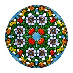 Mandala Background Colorful Pattern Round Filigree Ornament (two Sides) by Simbadda