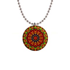 Fractal Mandala Flowers 1  Button Necklace by Simbadda