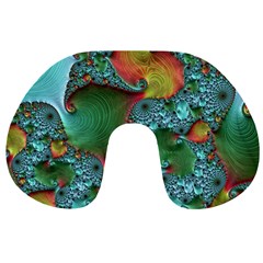 Fractal Art Colorful Pattern Travel Neck Pillows by Simbadda