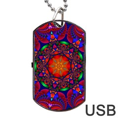 Kaleidoscope Mandala Pattern Dog Tag Usb Flash (one Side) by Simbadda