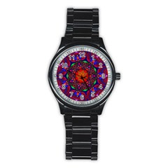 Kaleidoscope Mandala Pattern Stainless Steel Round Watch