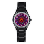 Kaleidoscope Mandala Pattern Stainless Steel Round Watch Front