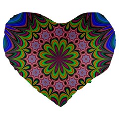 Floral Fractal Star Render Large 19  Premium Heart Shape Cushions by Simbadda