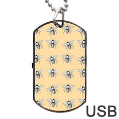 Pop Art  Bee Pattern Dog Tag Usb Flash (one Side) by Valentinaart